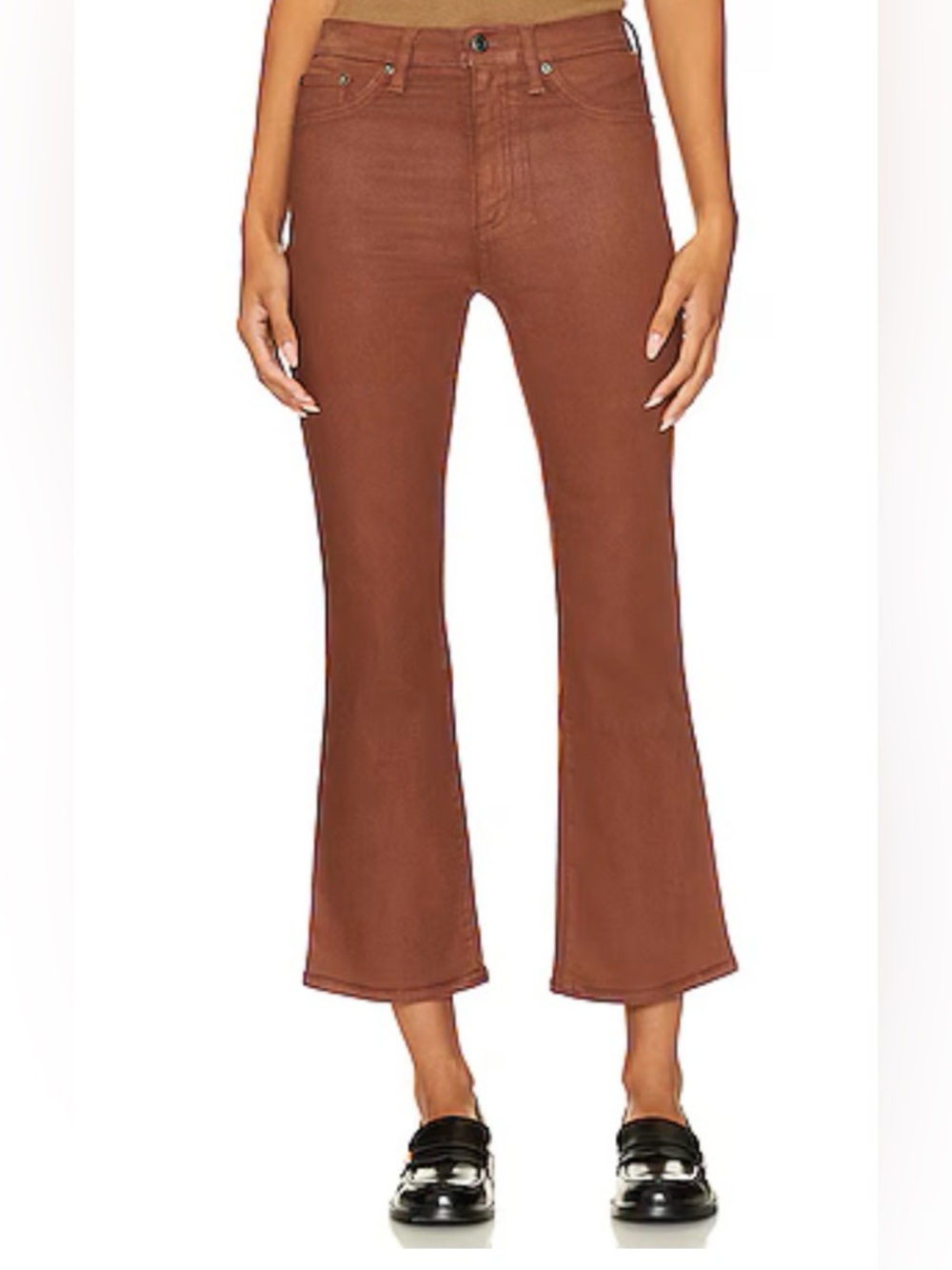 Pistola Lennon High Rise Crop Boot Jeans Coated Saddle Brown NWT Size 26